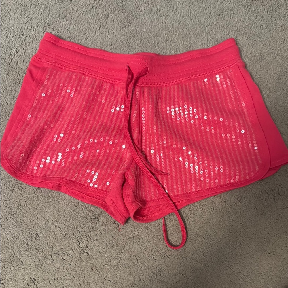 Nicki Minaj Pink Athletic Shorts with Sequin Stripes